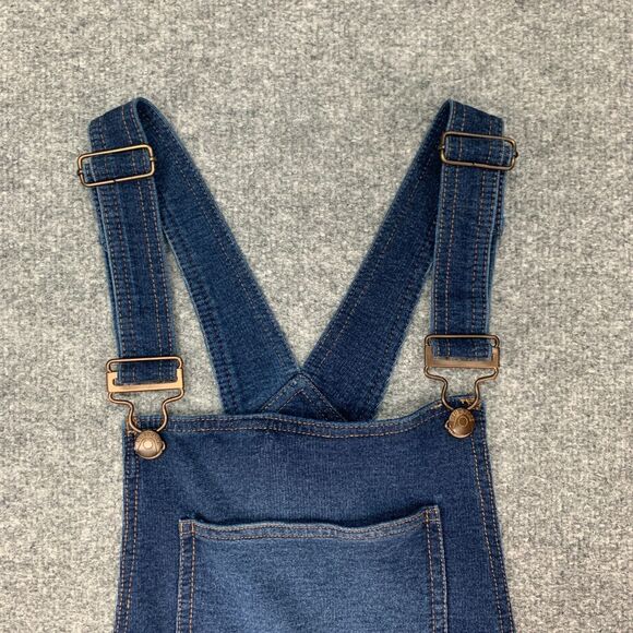Blue Spice Knit French Terry Shortalls Womens L Large Denim Anti Blue Pockets - Picture 3 of 15